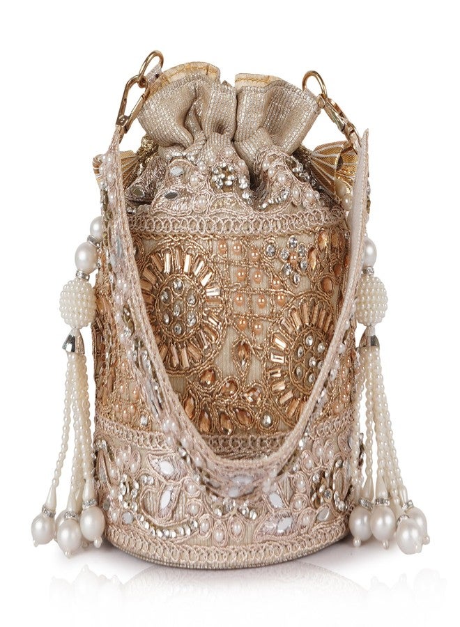 PLANX Velvet SilK Stylish Embroidery Unique Design Trendy Traditional Ethnic Wedding Party Handheld Potli For Women - Image 1